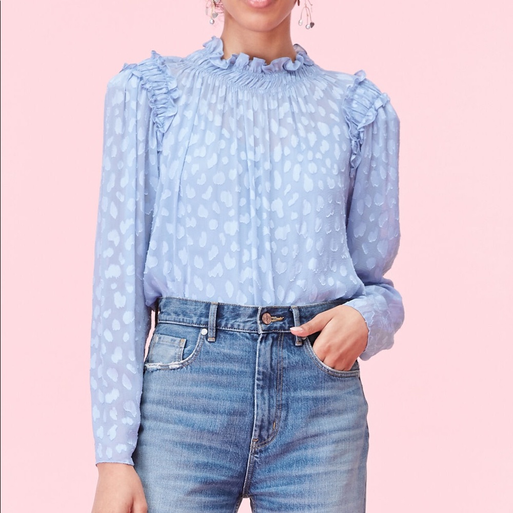 COPY - NWT Rebecca Taylor Silk Blend Top Pale Blu…